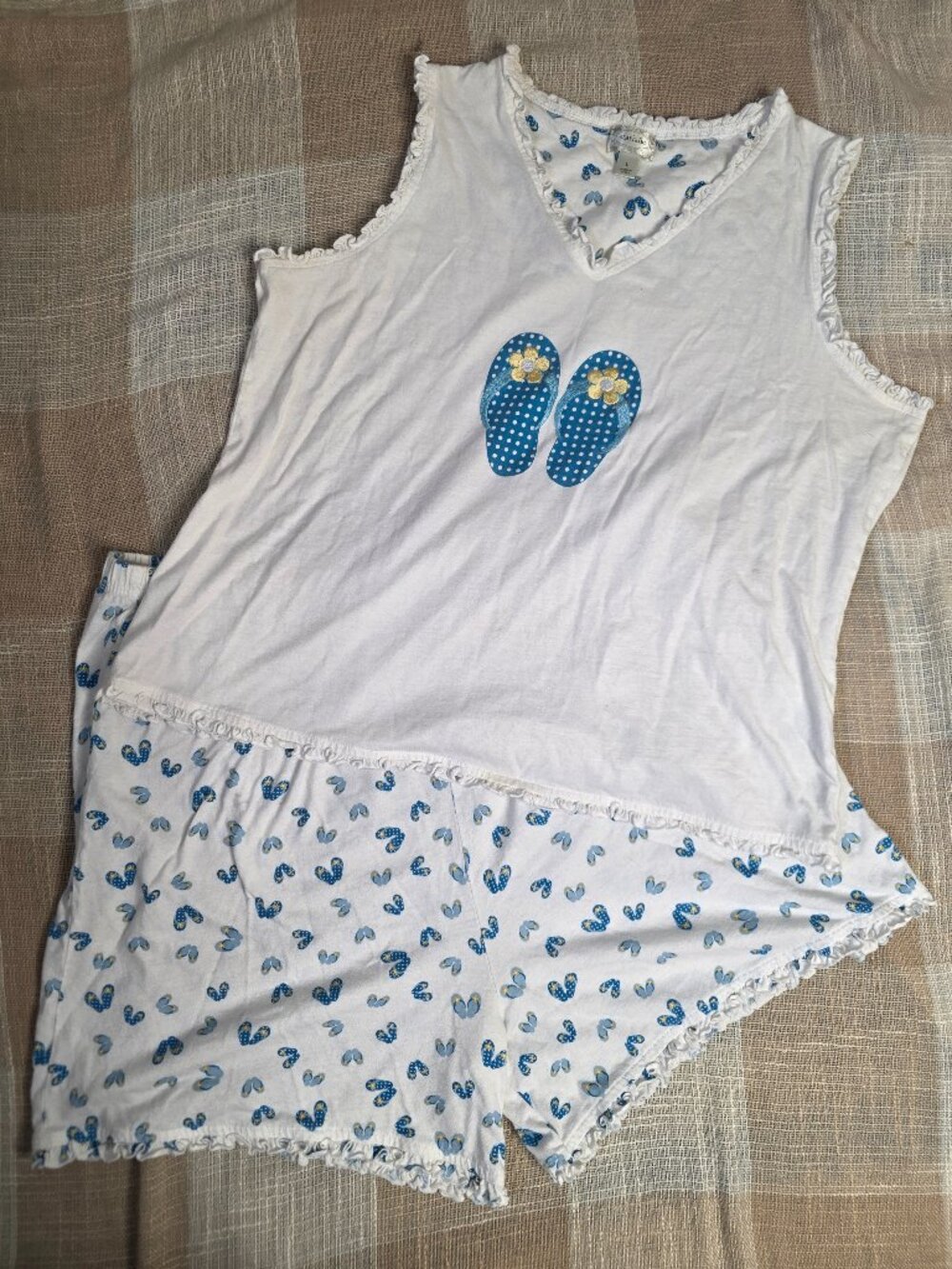 y2k Preppy Beachy Coastal Granniecore Girly Femi Summery Shorts & Tank Top Set